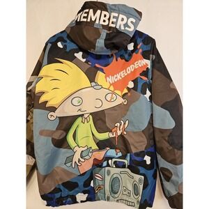 Members Only X Nickelodeon Hey Arnold Puffer Jacket Men's S Hooded Full Zip